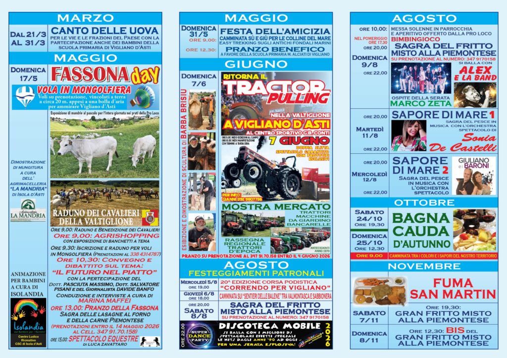 Programma Vigliano d'Asti 2026